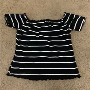 Stripped off shoulder top